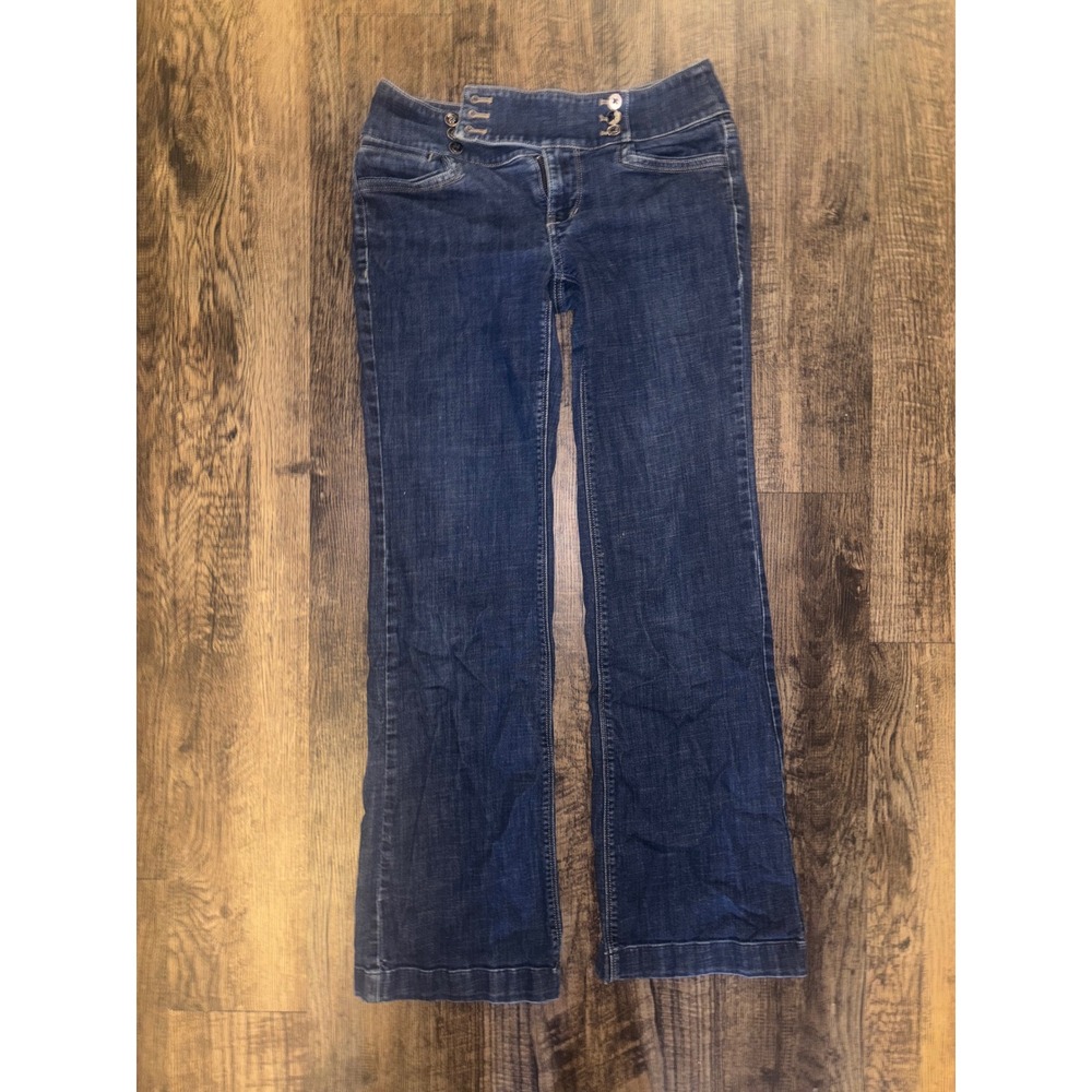 White House Black Market Blanc Trouser Leg Jeans Dark Wash Blue Denim Womens 8R